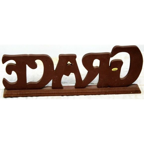 "Grace" Stand Up Decorative Sign Burgundy Brown Home Decor Black Swirl Designs - Picture 5 of 8